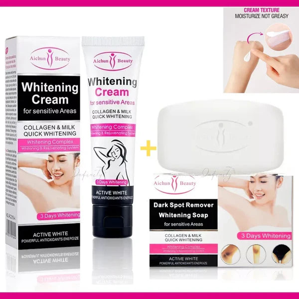 Crema Aclarante + Jabón Blanqueador (Zona Intima-Axilas) - 🚨50% DE DESCUENTO🚨